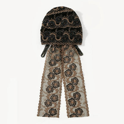 black Beaded Turban Hijab scarf