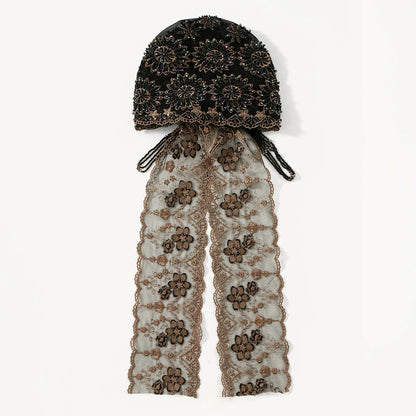 black Beaded Turban Hijab scarf