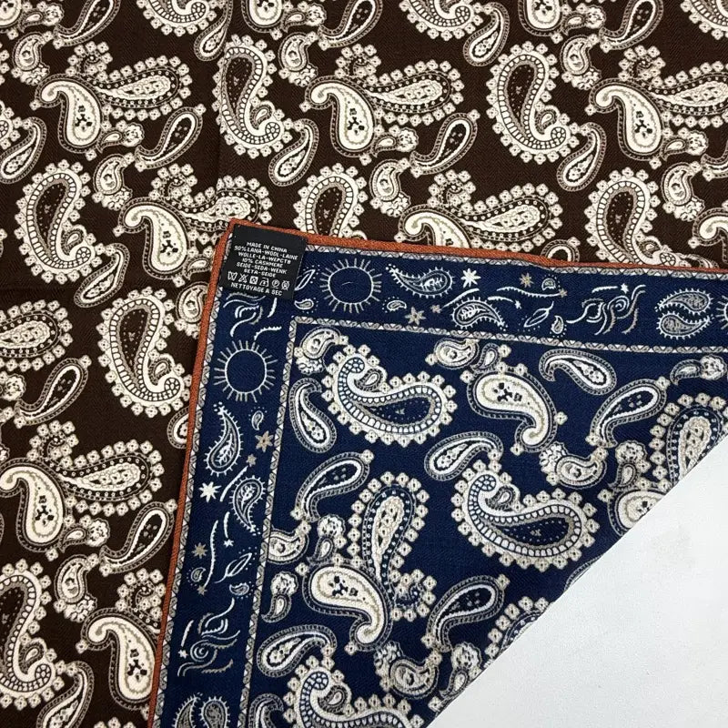 Wholesale Reversible Paisley Pocket Square Digital Printing Silk Scarf