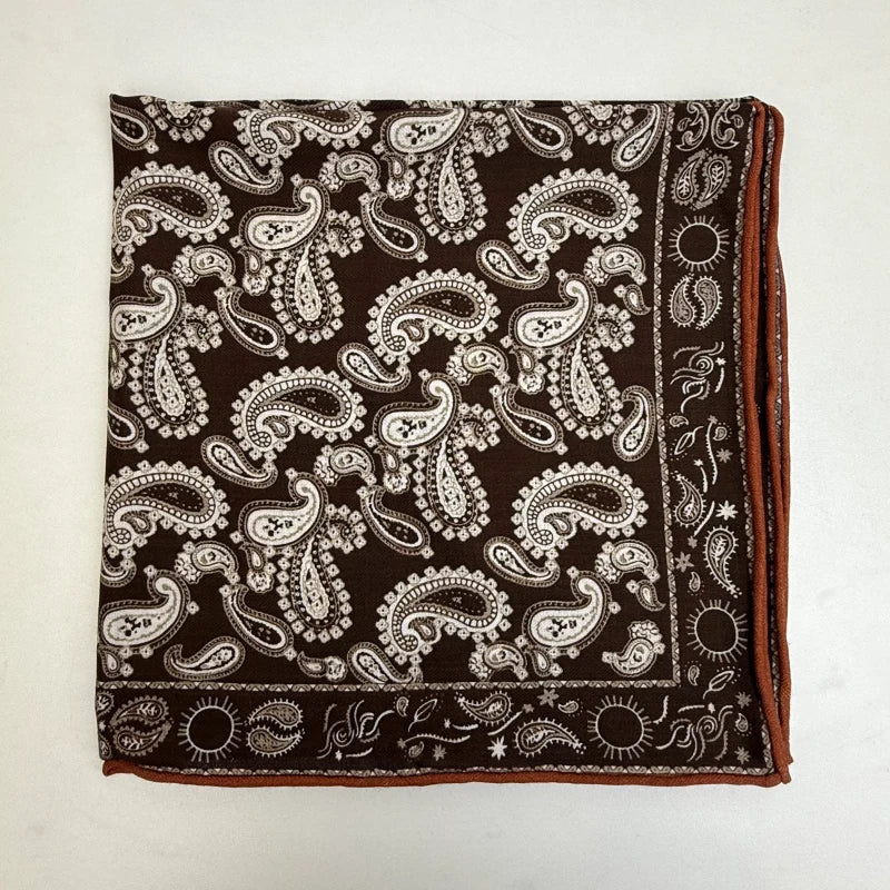 Wholesale Reversible Paisley Pocket Square Digital Printing Silk Scarf