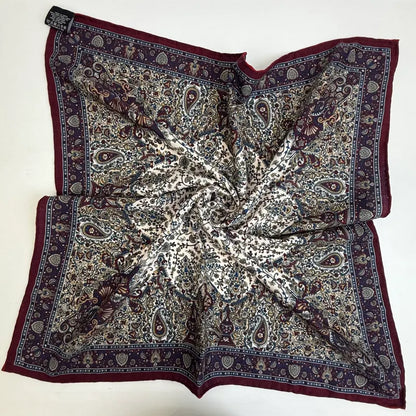 Wholesale Reversible Paisley Pocket Square Digital Printing Silk Scarf