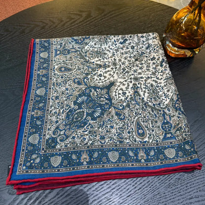 Wholesale Reversible Paisley Pocket Square Digital Printing Silk Scarf