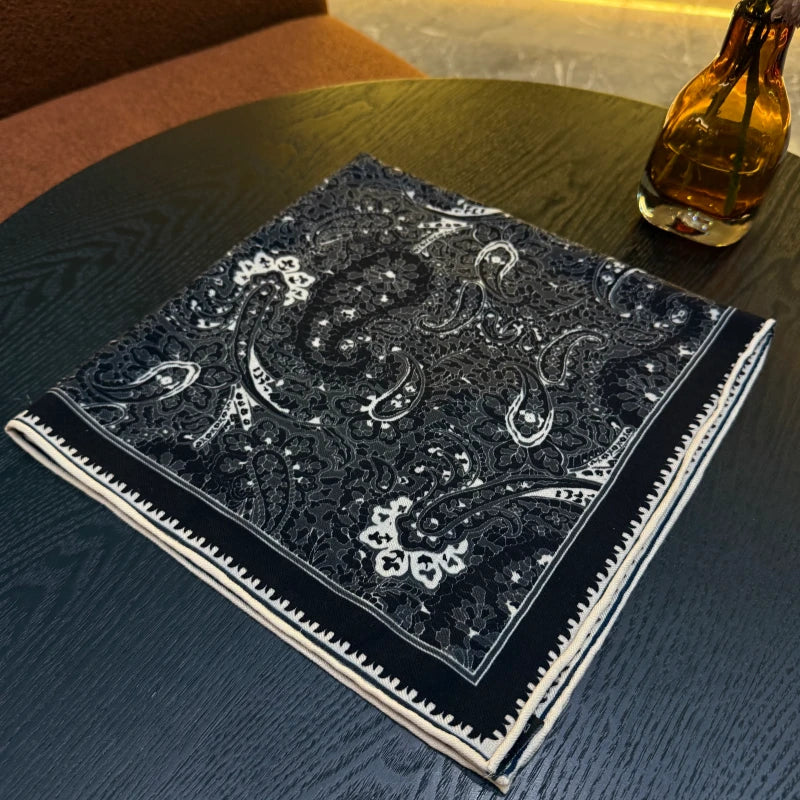 Wholesale Reversible Paisley Pocket Square Digital Printing Silk Scarf