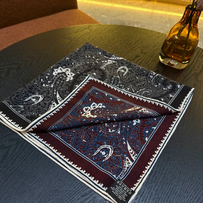 Wholesale Reversible Paisley Pocket Square Digital Printing Silk Scarf