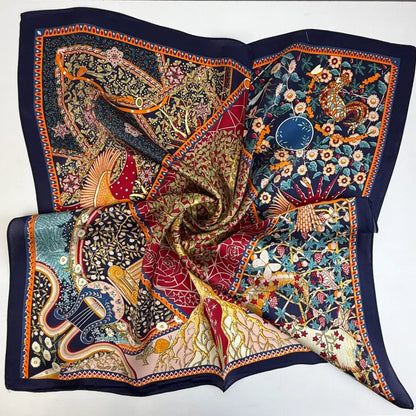 Wholesale Reversible Paisley Pocket Square Digital Printing Silk Scarf