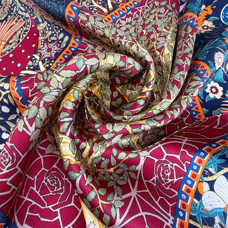 Wholesale Reversible Paisley Pocket Square Digital Printing Silk Scarf