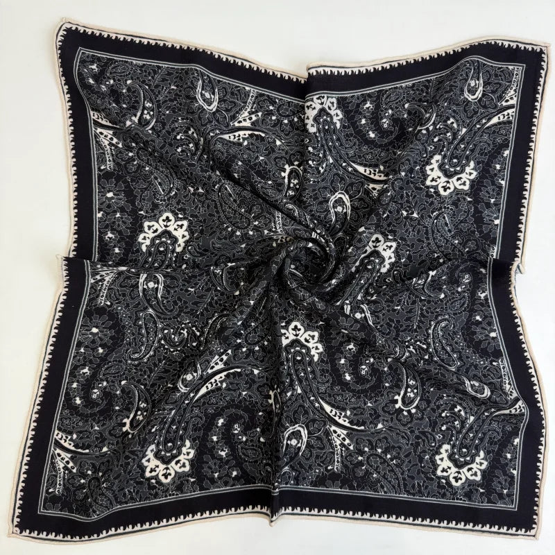 Wholesale Reversible Paisley Pocket Square Digital Printing Silk Scarf