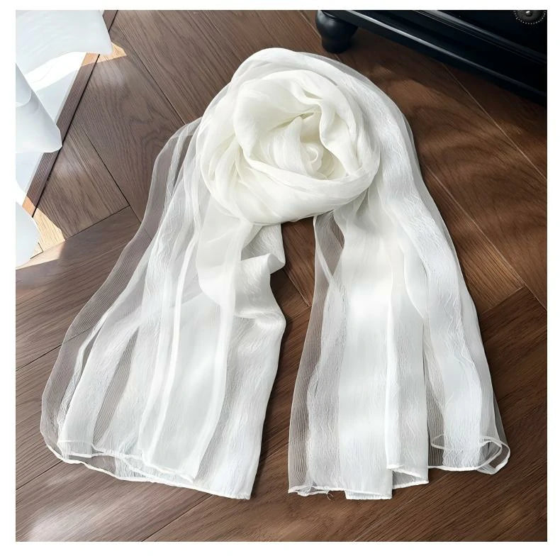 Wholesale Summer Long Crinkle Scarf Silk Blend Lightweight Sheer Long Wrap