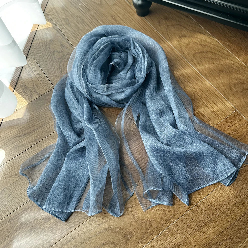 Wholesale Summer Long Crinkle Scarf Silk Blend Lightweight Sheer Long Wrap