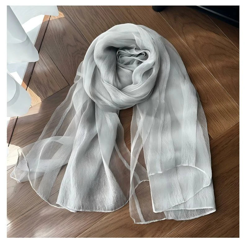 Wholesale Summer Long Crinkle Scarf Silk Blend Lightweight Sheer Long Wrap