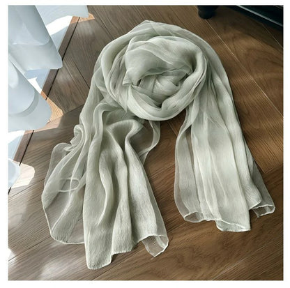 Wholesale Summer Long Crinkle Scarf Silk Blend Lightweight Sheer Long Wrap