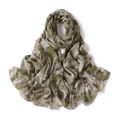 Wholesale Watercolor Floral Chiffon Hijab Lightweight Women's Spring Scarf