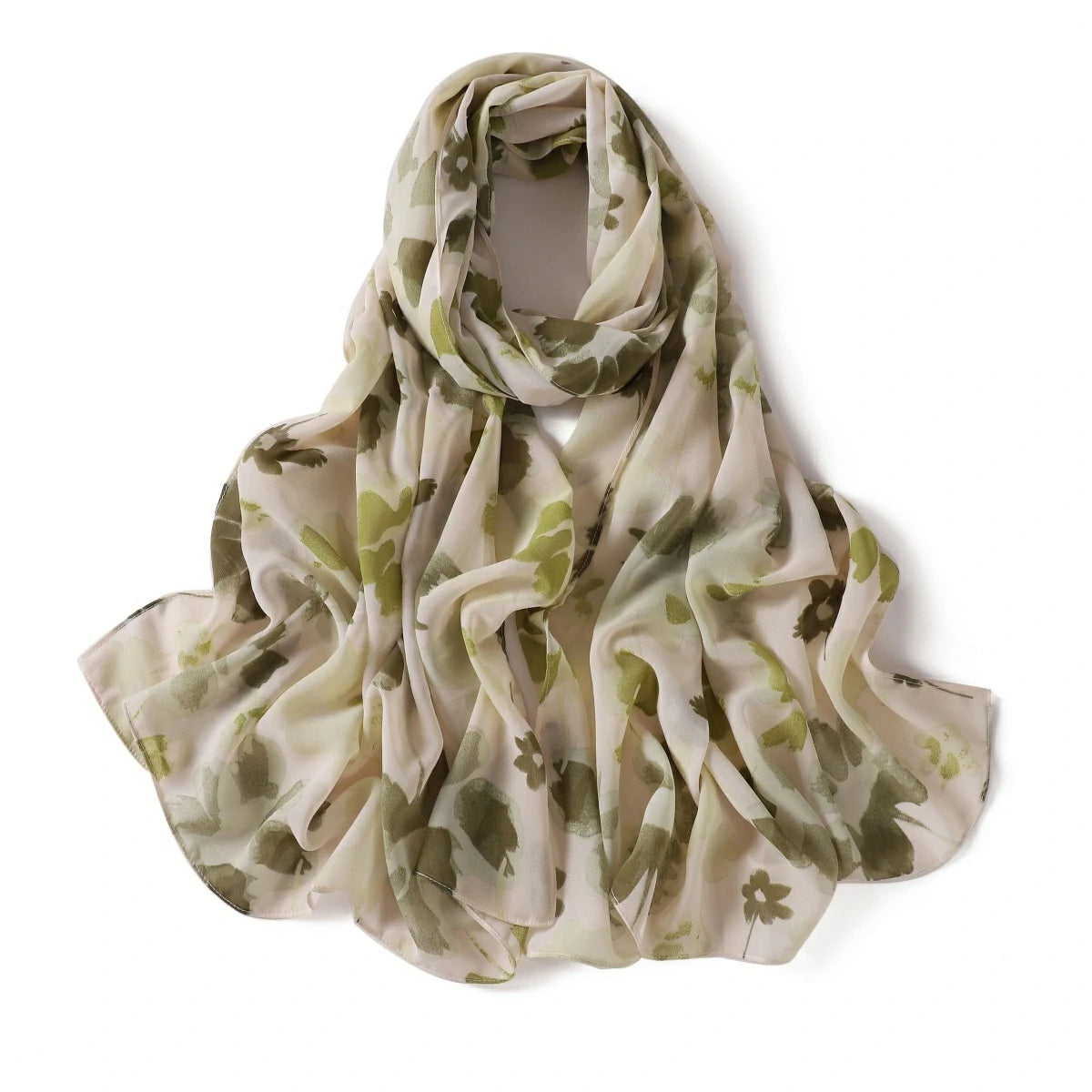 Wholesale Watercolor Floral Chiffon Hijab Lightweight Women's Spring Scarf