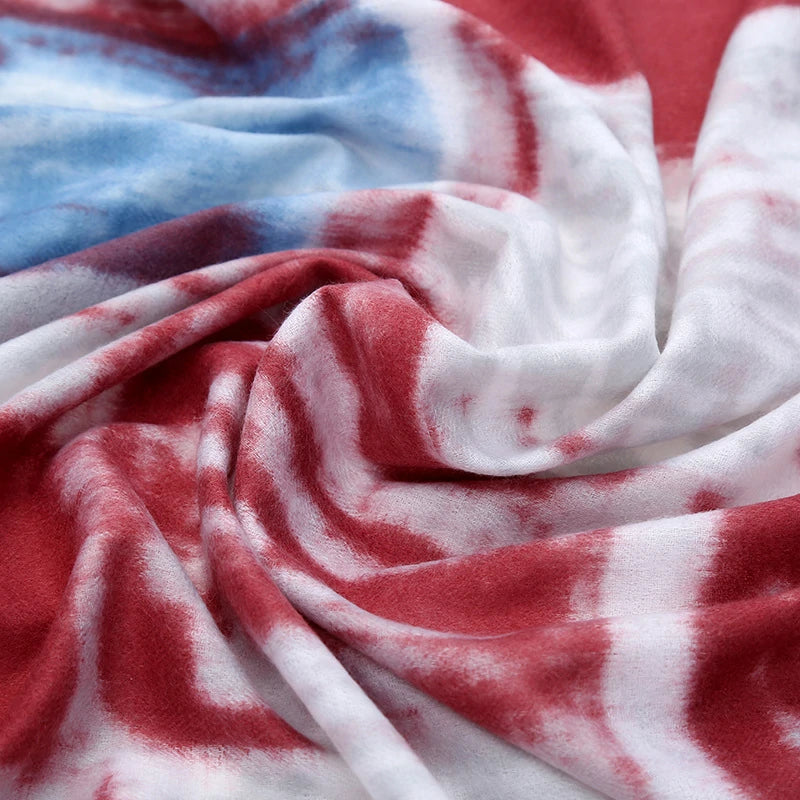 Wholesale Women's Abstract Print Scalloped Edge Hijab Scarf Shawl