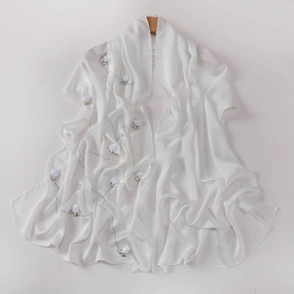 Wholesale Women's scarf 3D Roses Rhinestones Chiffon Jersey Hijab