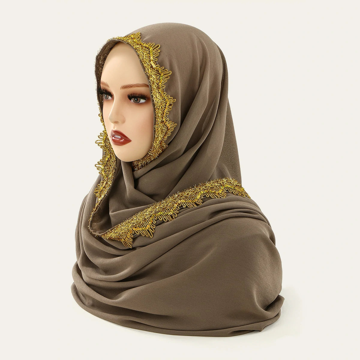Coffee-colored gold wavy scarf