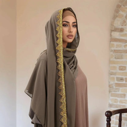 Coffee-colored gold wavy scarf