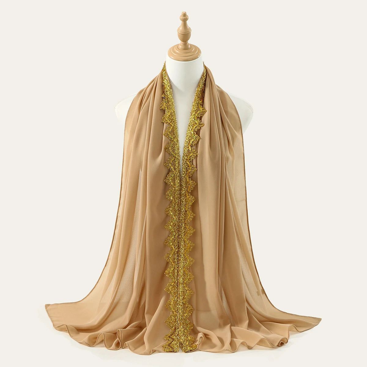 Beige gold wavy scarf
