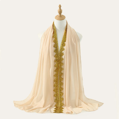 Beige gold wavy scarf