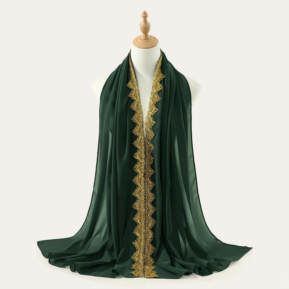 Green and gold wavy scarf