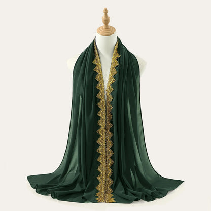 Green and gold wavy scarf