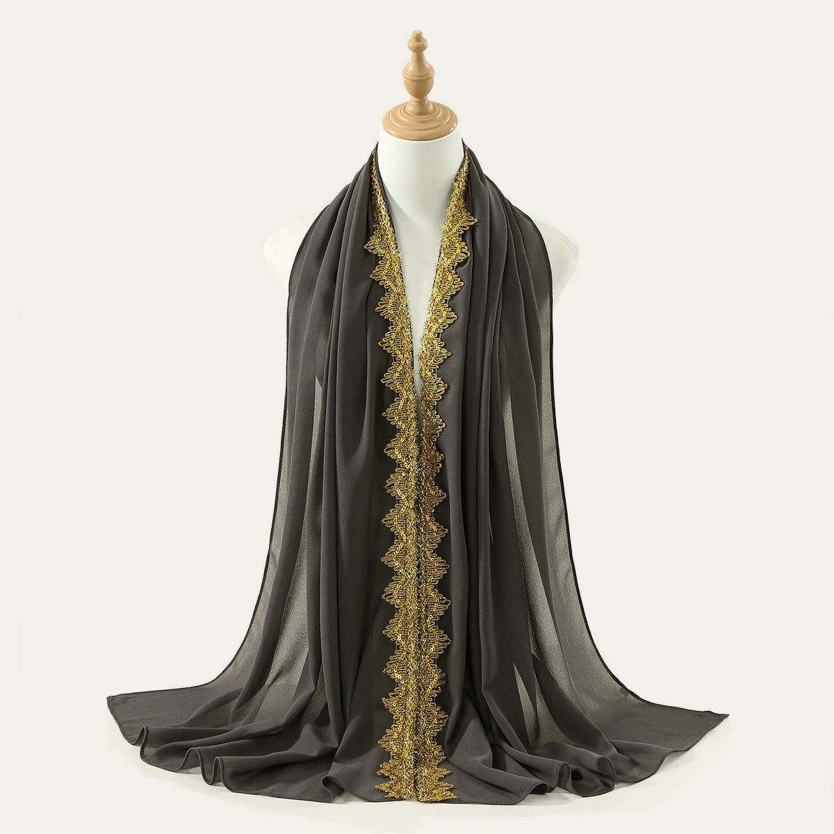 Grey gold wavy scarf