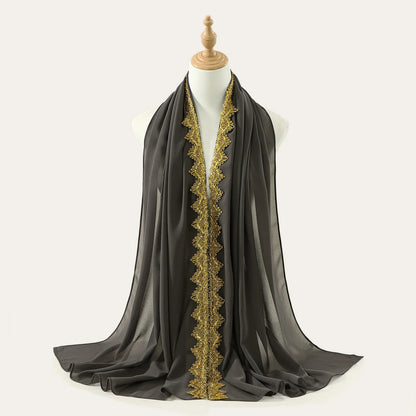 Grey gold wavy scarf