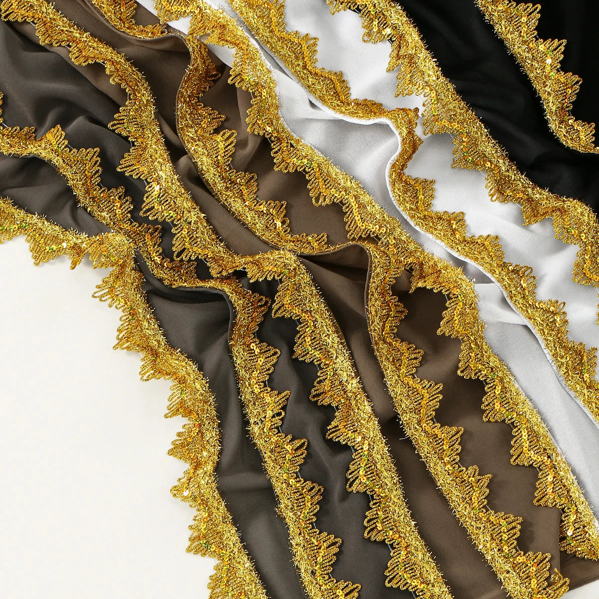 Gold wavy scarves in various colors