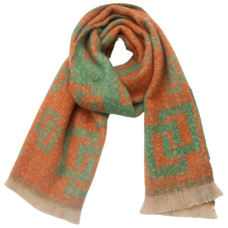 Men's and women's short jacquard checkered scarf