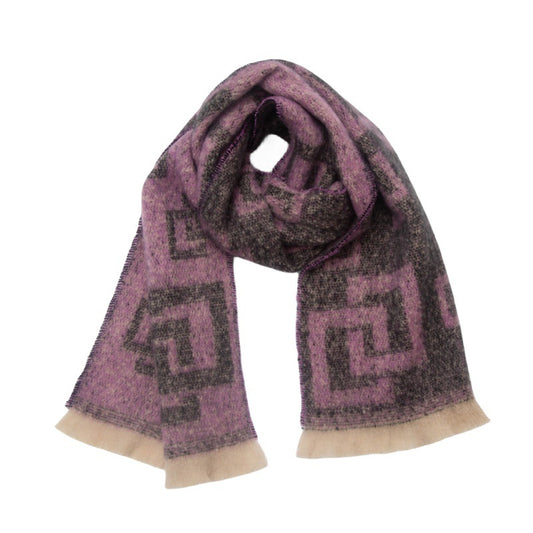 Purple scarf for men and women with short jacquard pattern
