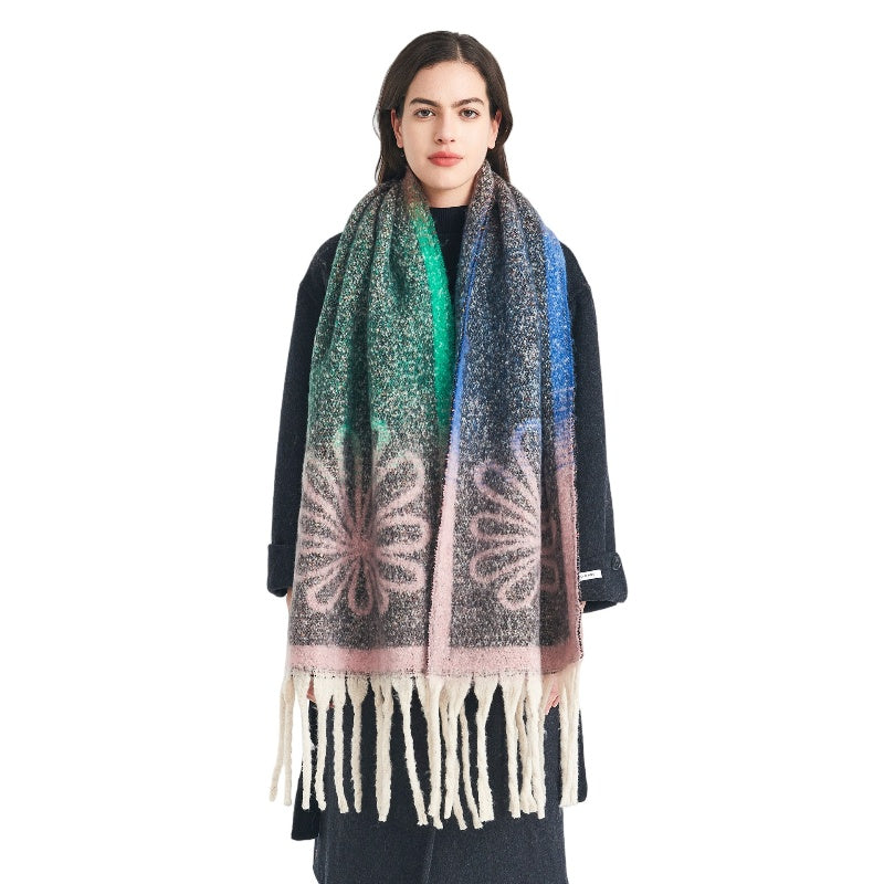  Faux Mohair Gradient Color Blanket 