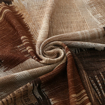 Women's Brown Abstract Plaid Chiffon Scarf Lightweight Fashion Shawl Wrap