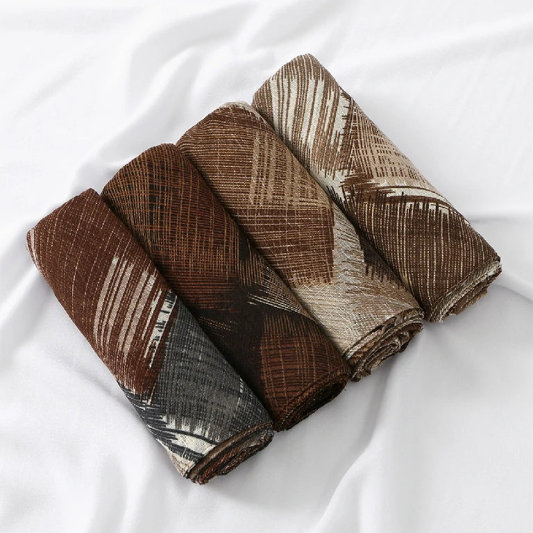 Women's Brown Abstract Plaid Chiffon Scarf Lightweight Fashion Shawl Wrap