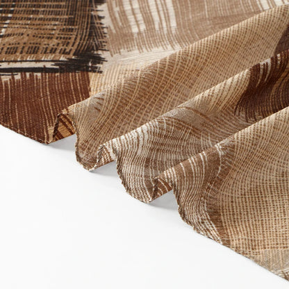 Women's Brown Abstract Plaid Chiffon Scarf Lightweight Fashion Shawl Wrap