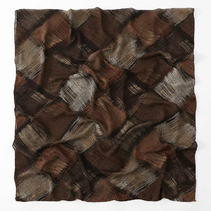 Women's Brown Abstract Plaid Chiffon Scarf Lightweight Fashion Shawl Wrap