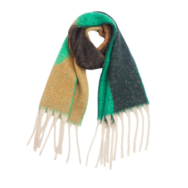 Autumn and winter bouclé yarn thick jacquard geometric scarf
