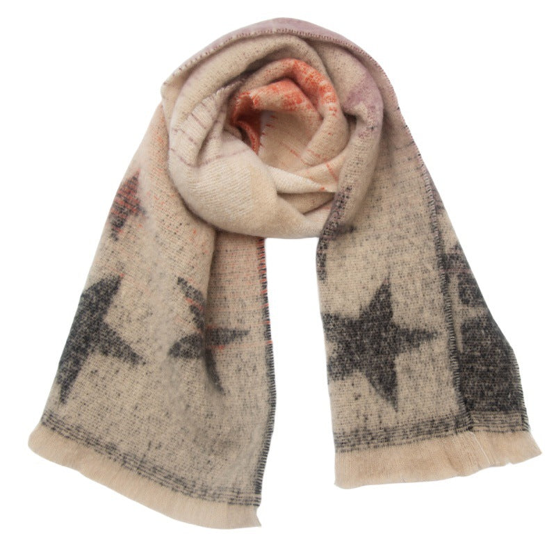 Warm Chunky Blanket Star Ombre Scarf