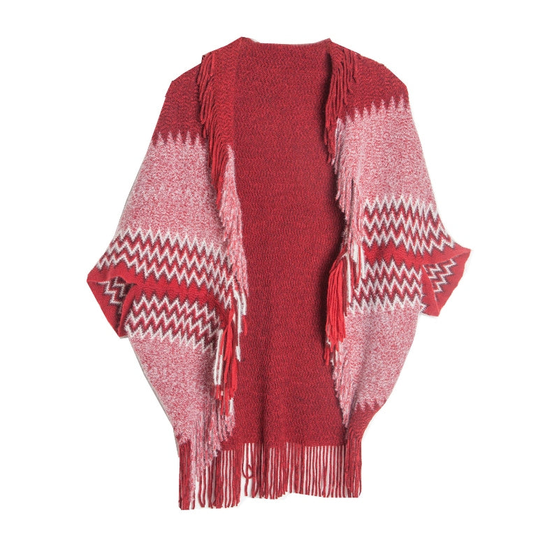 Womens Cape Fringed Collar Pullover 