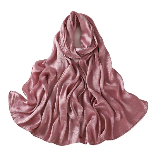 Women's Large Crocodile Embossed Satin Scarf Shawl Shiny Wrap