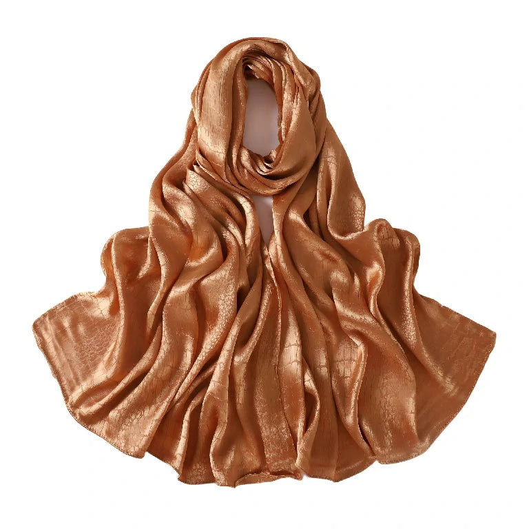 Women's Large Crocodile Embossed Satin Scarf Shawl Shiny Wrap