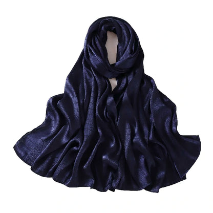 Women's Large Crocodile Embossed Satin Scarf Shawl Shiny Wrap