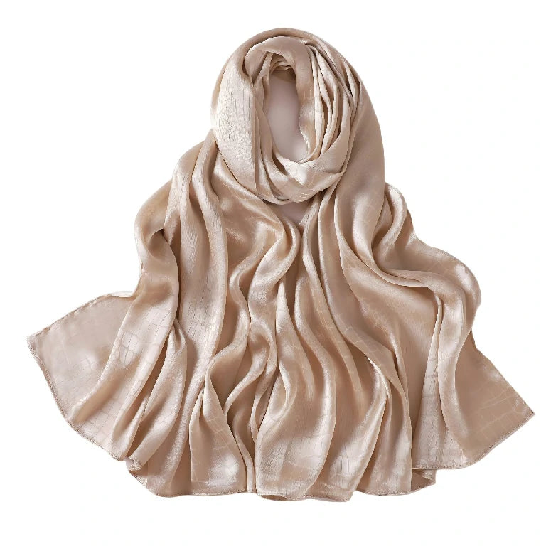 Women's Large Crocodile Embossed Satin Scarf Shawl Shiny Wrap