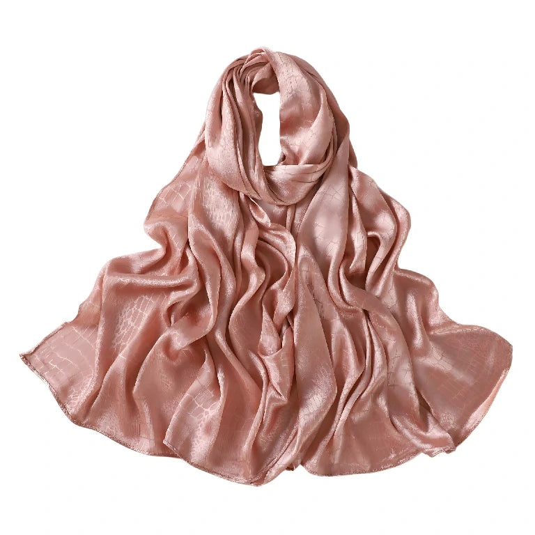 Women's Large Crocodile Embossed Satin Scarf Shawl Shiny Wrap