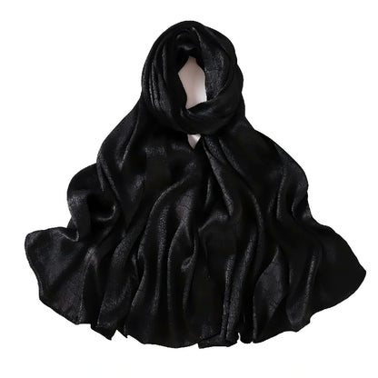 Women's Large Crocodile Embossed Satin Scarf Shawl Shiny Wrap