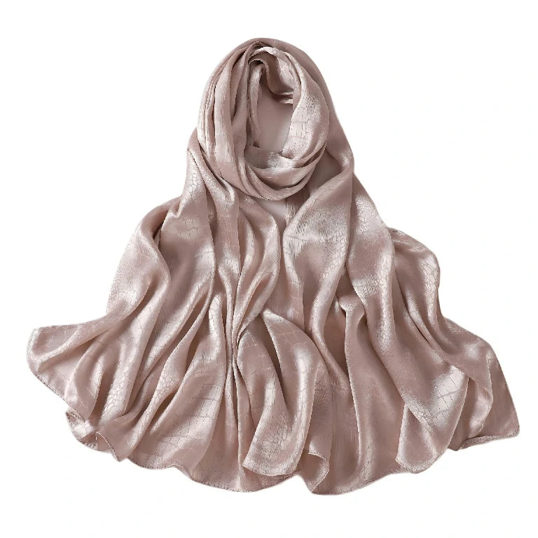 Women's Large Crocodile Embossed Satin Scarf Shawl Shiny Wrap