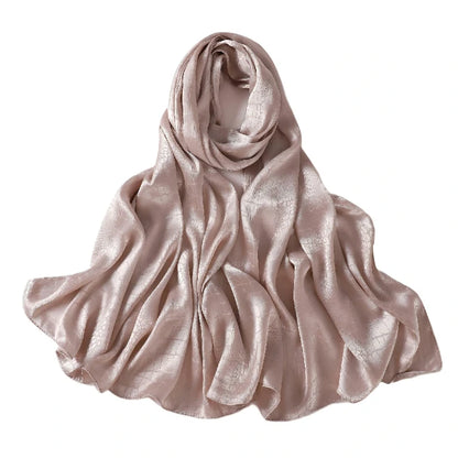 Women's Large Crocodile Embossed Satin Scarf Shawl Shiny Wrap