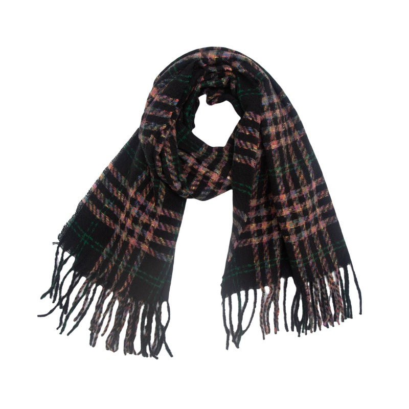  plaid, Multi color, Scarf with tassels end