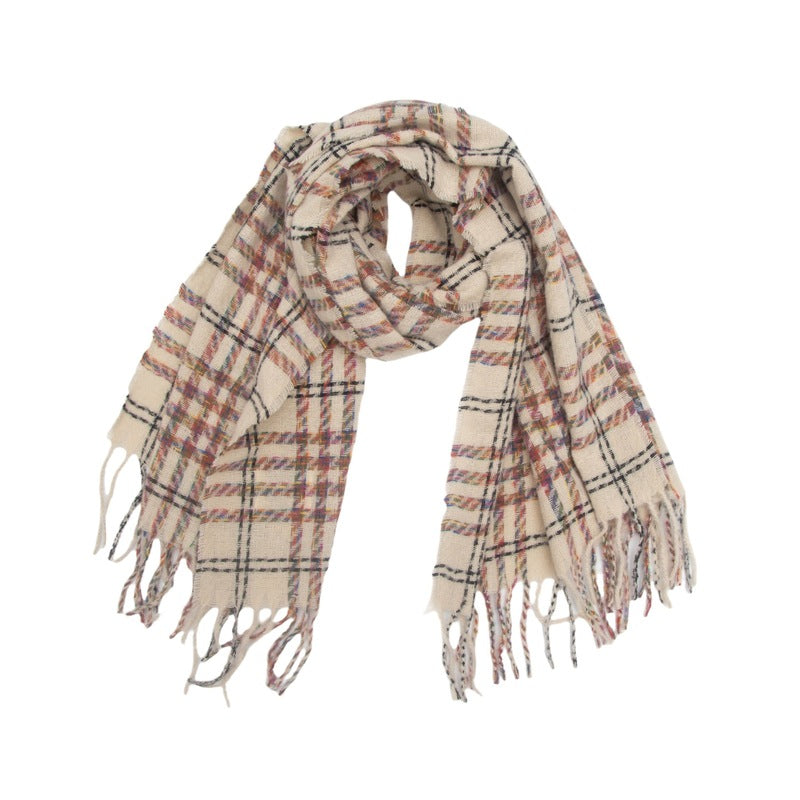 Sciarpa Invernale Donna A Quadri Con Frange - Calda E Morbida, 192cm Inclusa Nappa, Confezione Regalo