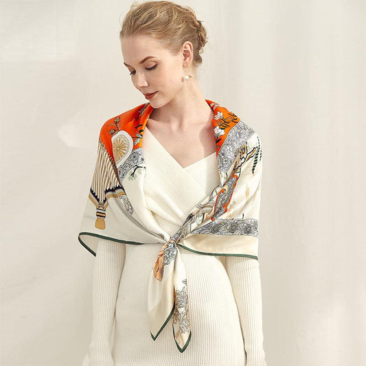 beige and orange Mulberry Silk Scarves