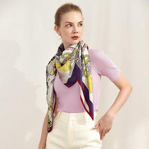 beige and purple Mulberry Silk Scarves